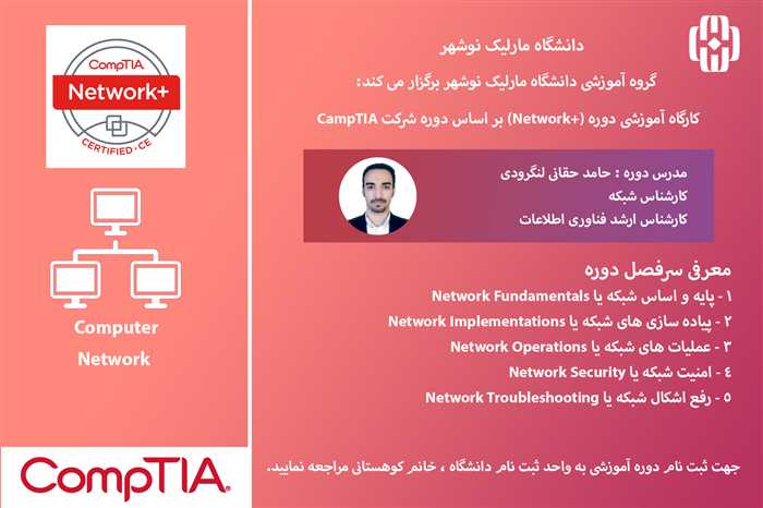 کارگاه آموزشی دوره Network+  بر اساس دوره شرکت CampTIA